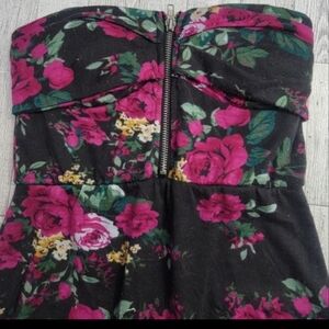 LOVE CULTURE size small mini strapless dress floral black and pinks